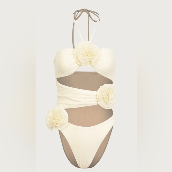 SAME Los Angeles,  one piece rose cut out swimsuit - Picture 3 of 5